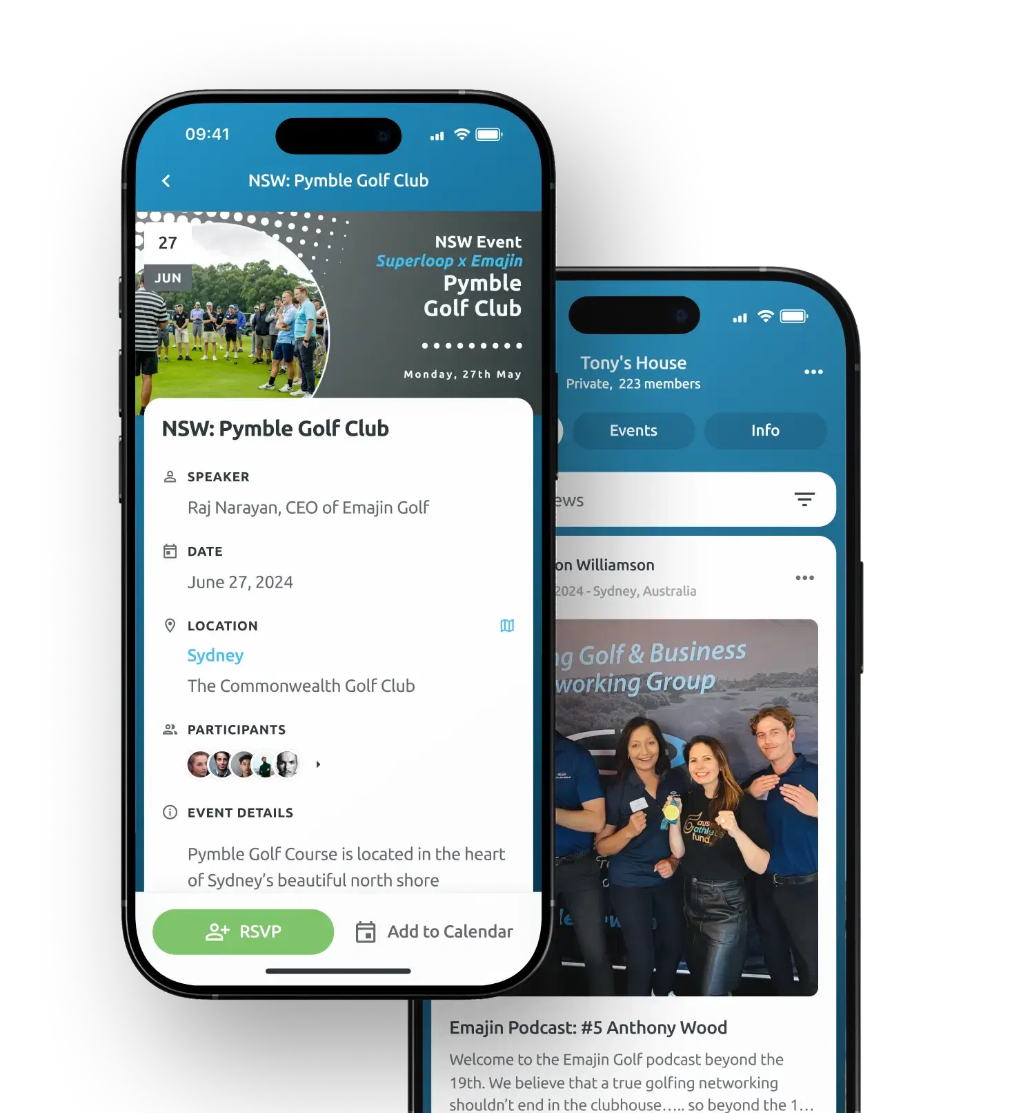 Screenshots of application Emajin.Golf