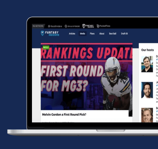 FantasyInsiders app screenshot — Top-notch projections optimization engine