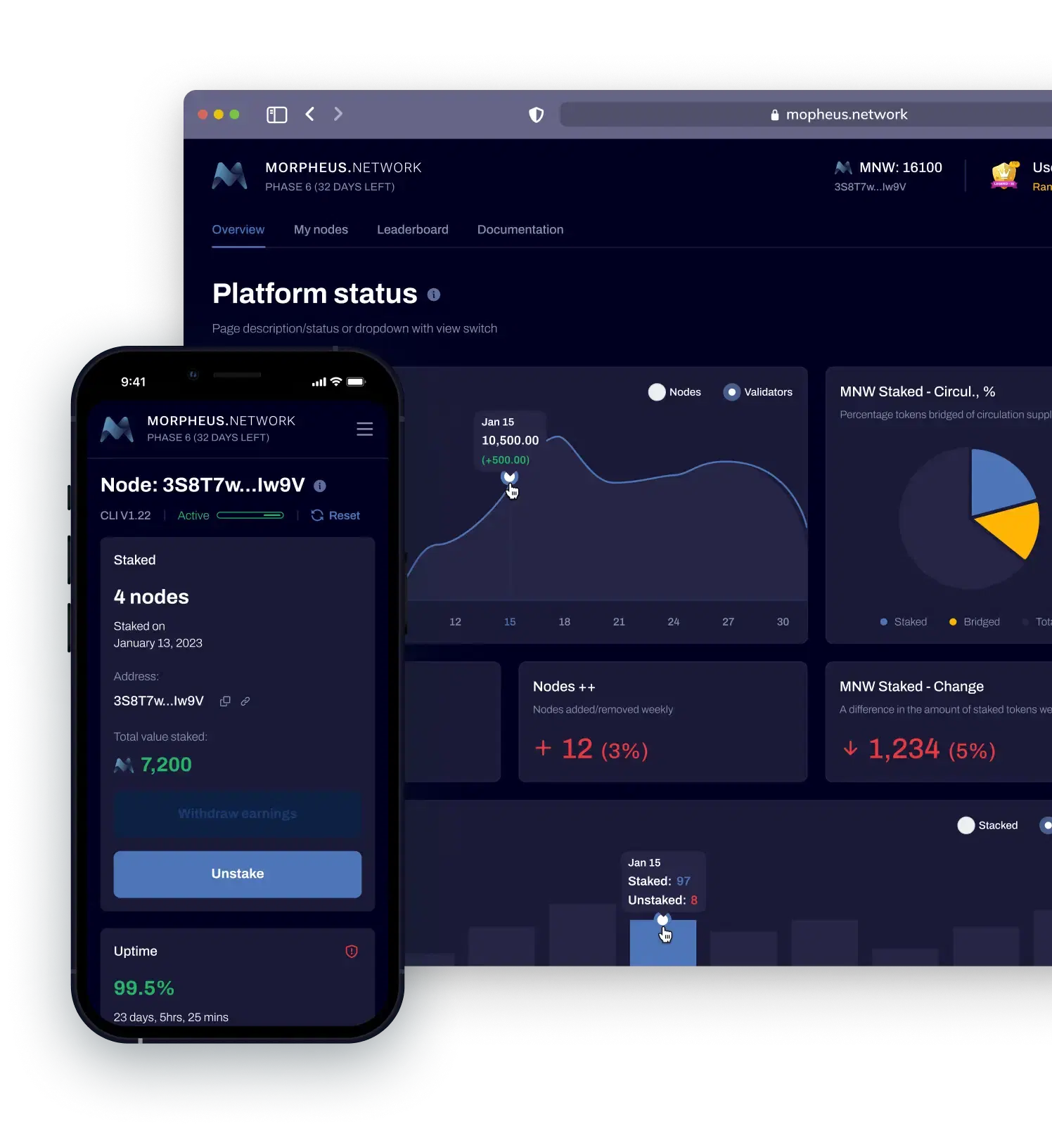 Screenshots of application Morpheus.Network