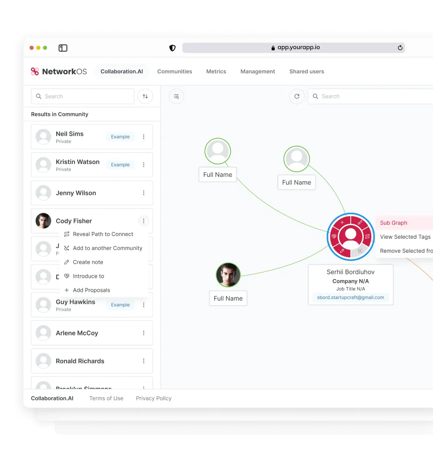 Screenshots of application NetworkOS