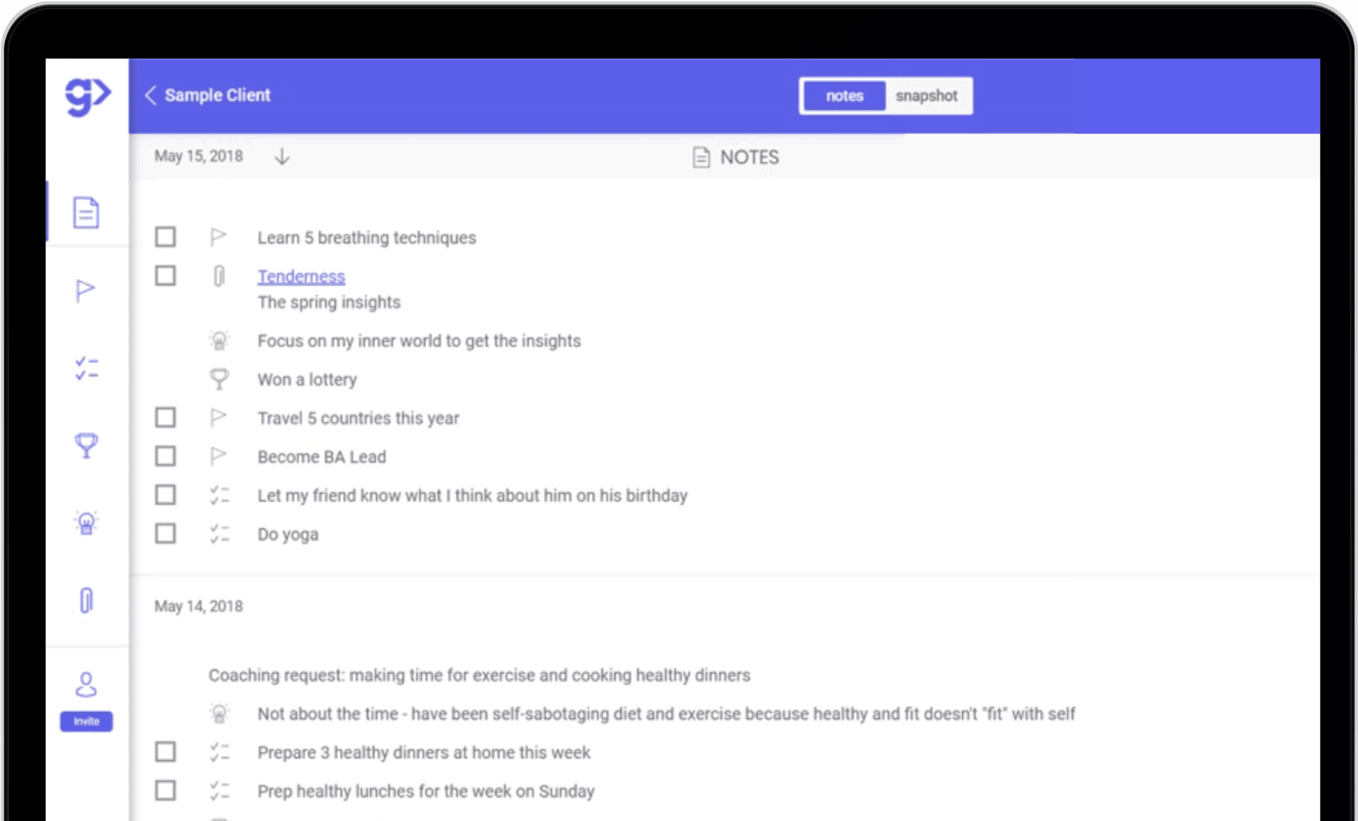 Screenshots of application Guided