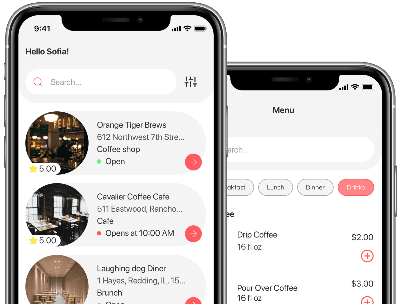 Screenshots of application BFast