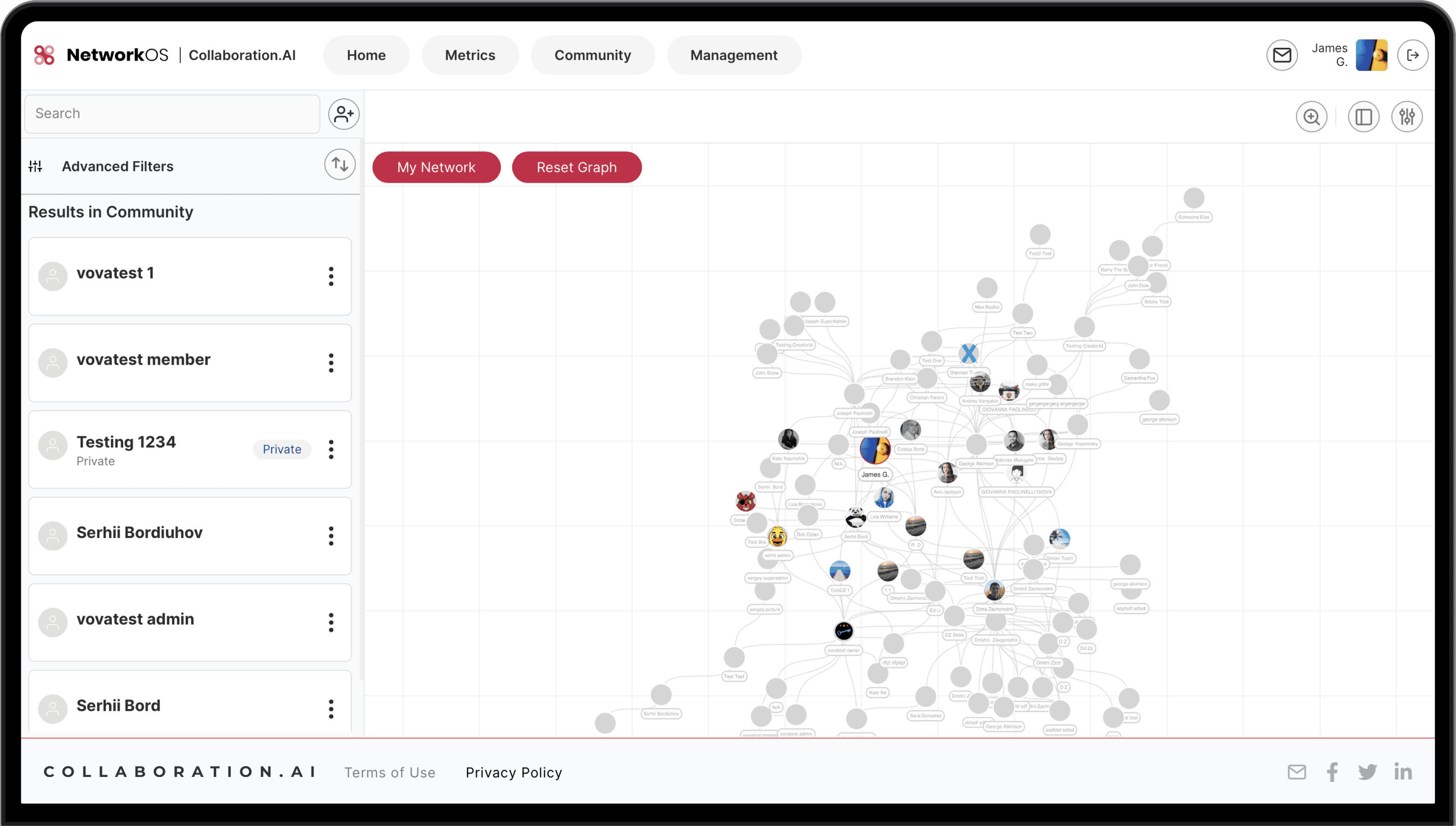 Screenshots of application NetworkOS