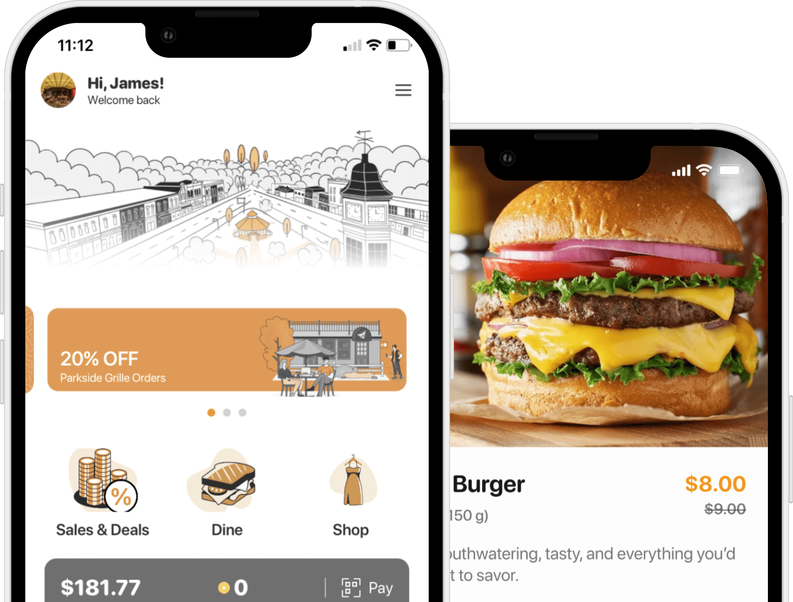 Screenshots of application FallsPay