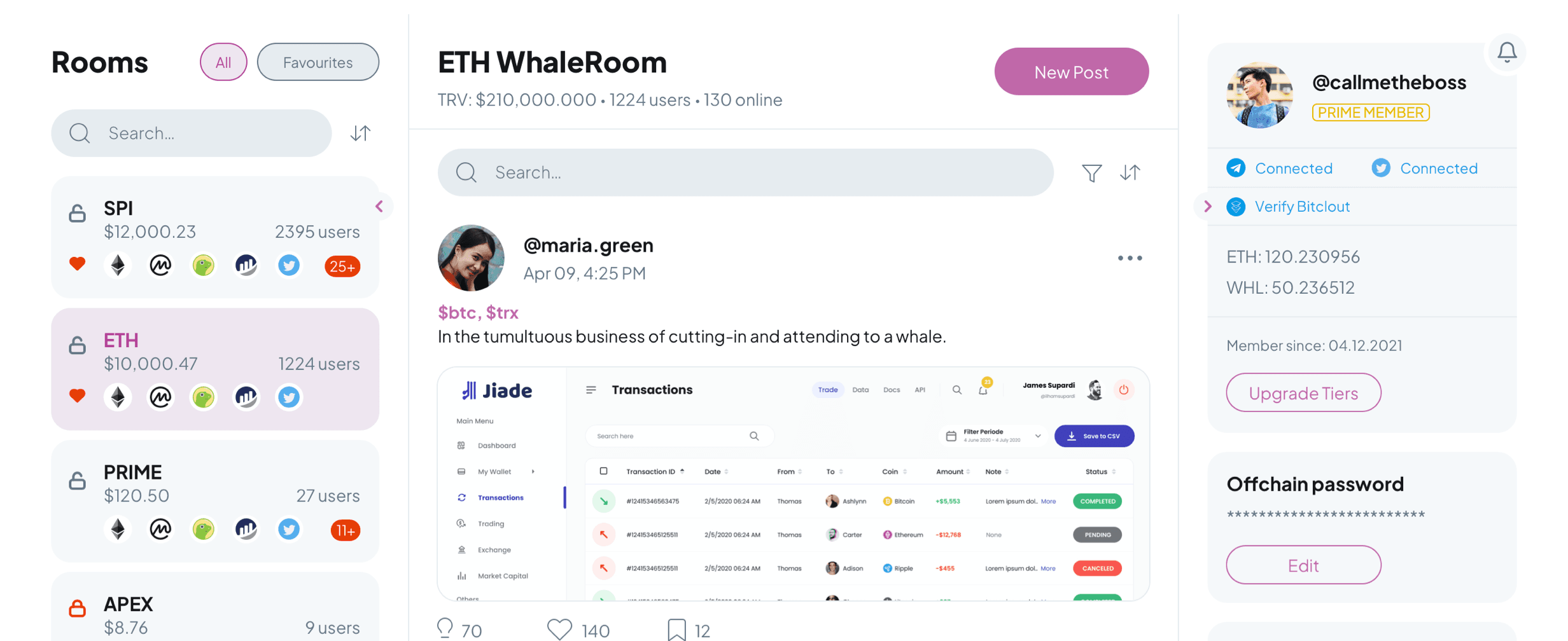 WhaleRoom app screenshot — Inception