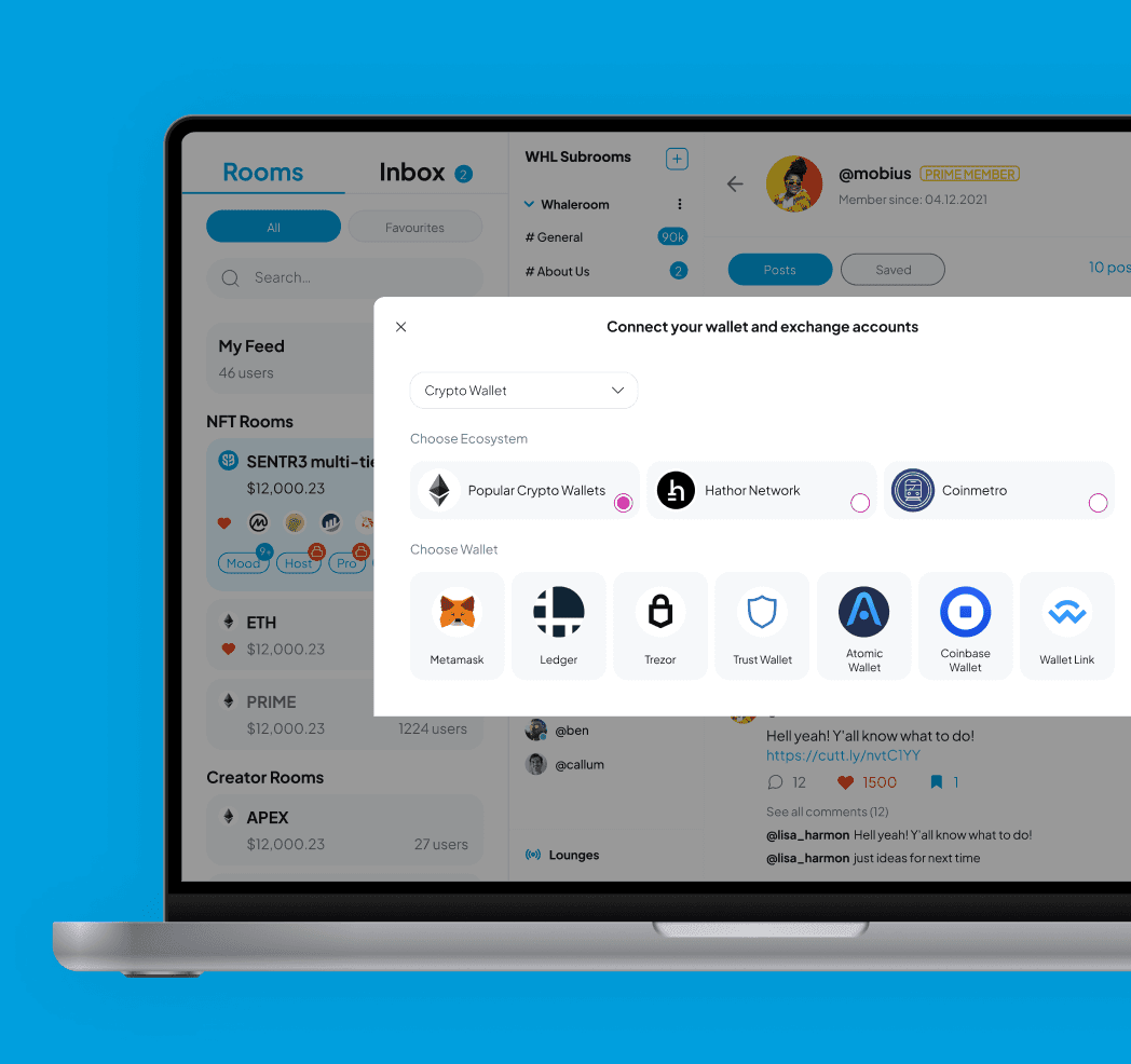 Sentr3 app screenshot — Connect any suitable wallet to be used for exchange.