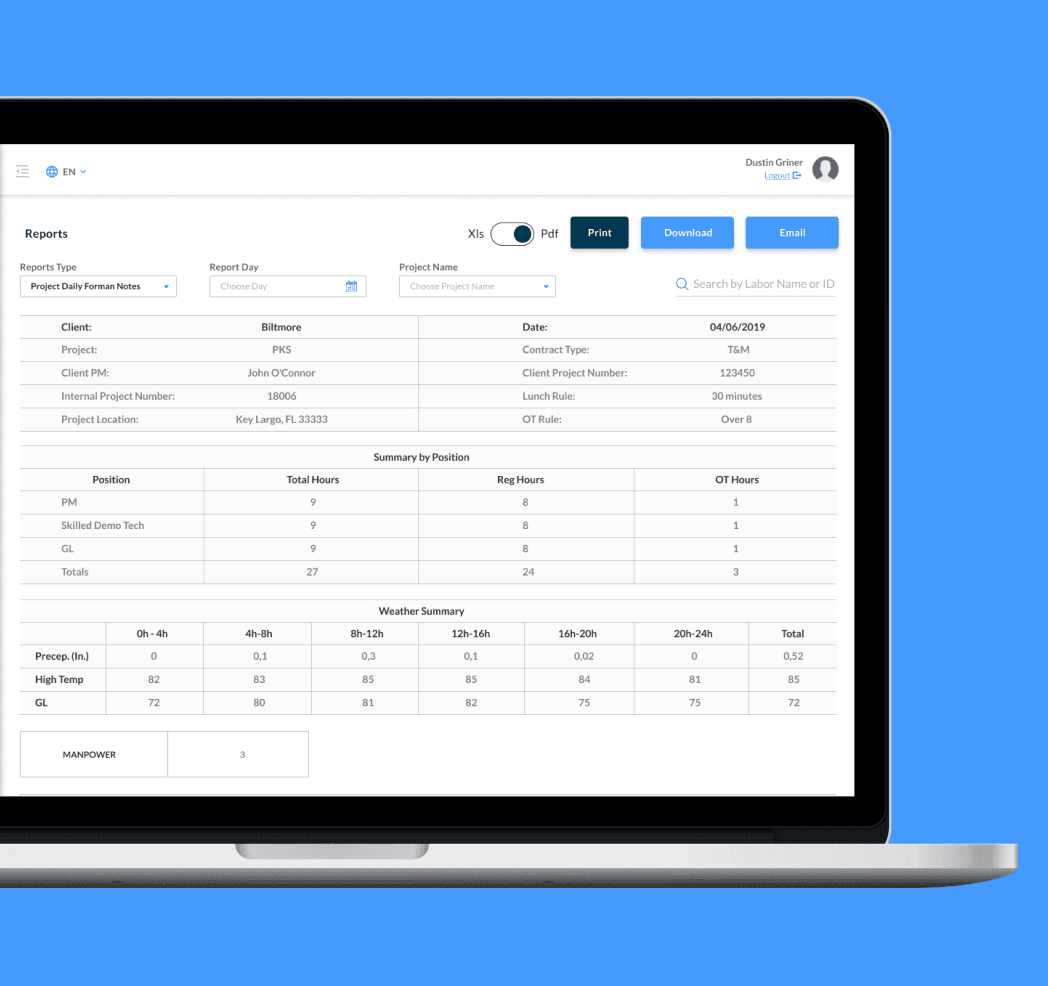 LbR MgR app screenshot — Users & Projects management foundation
