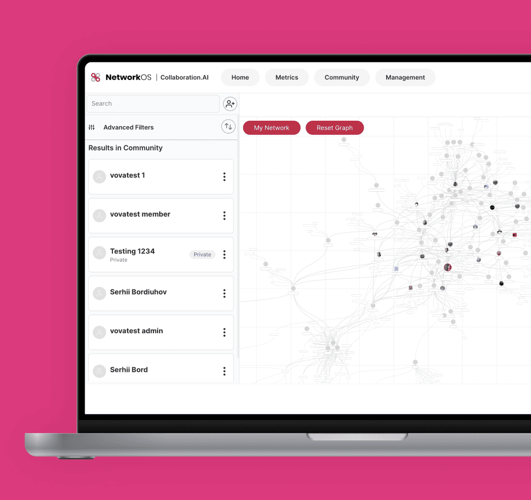 NetworkOS app screenshot — Visual People Search Like No Other