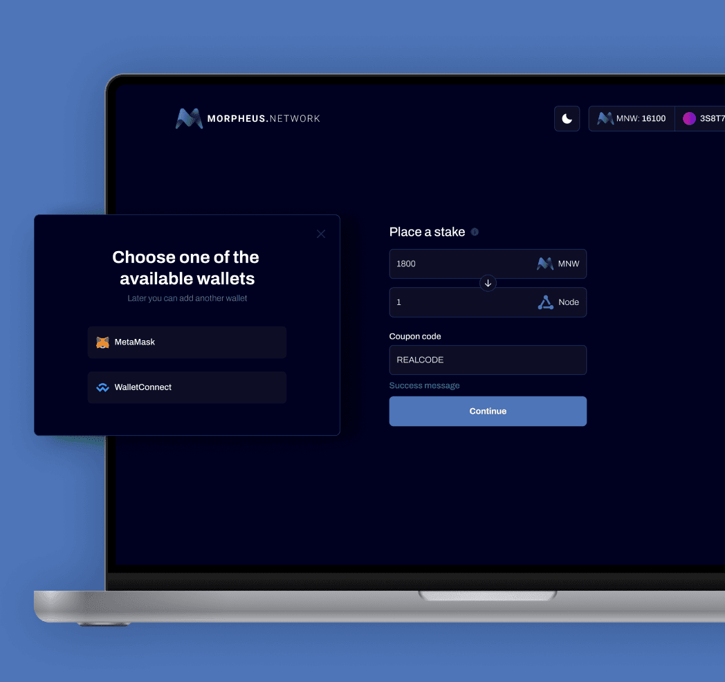 Morpheus.Network app screenshot — Seamless staking